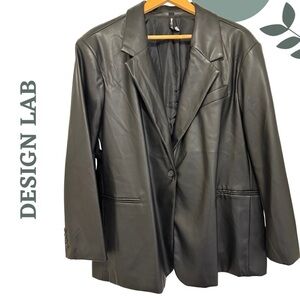 Luxe Layer Alert: Design Lab Black Faux Leather Lined Blazer – Plus Size 3X